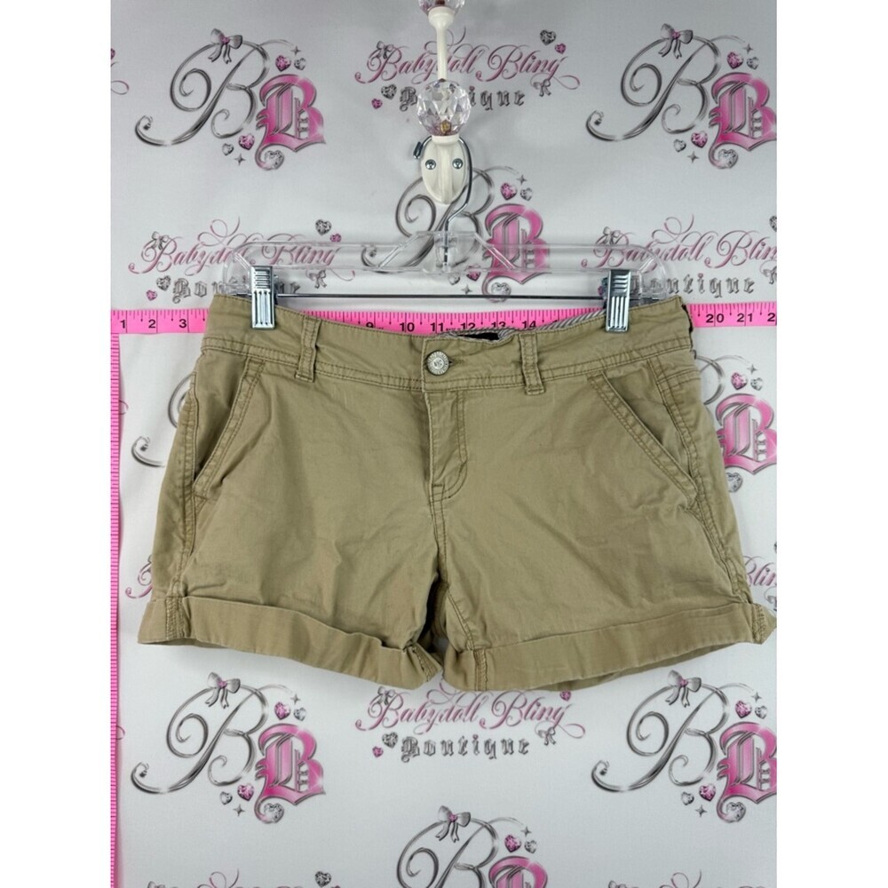 Aeropostale midi twill short cargo pockets y2k Khaki Roll-Cuff Cotton Shorts
